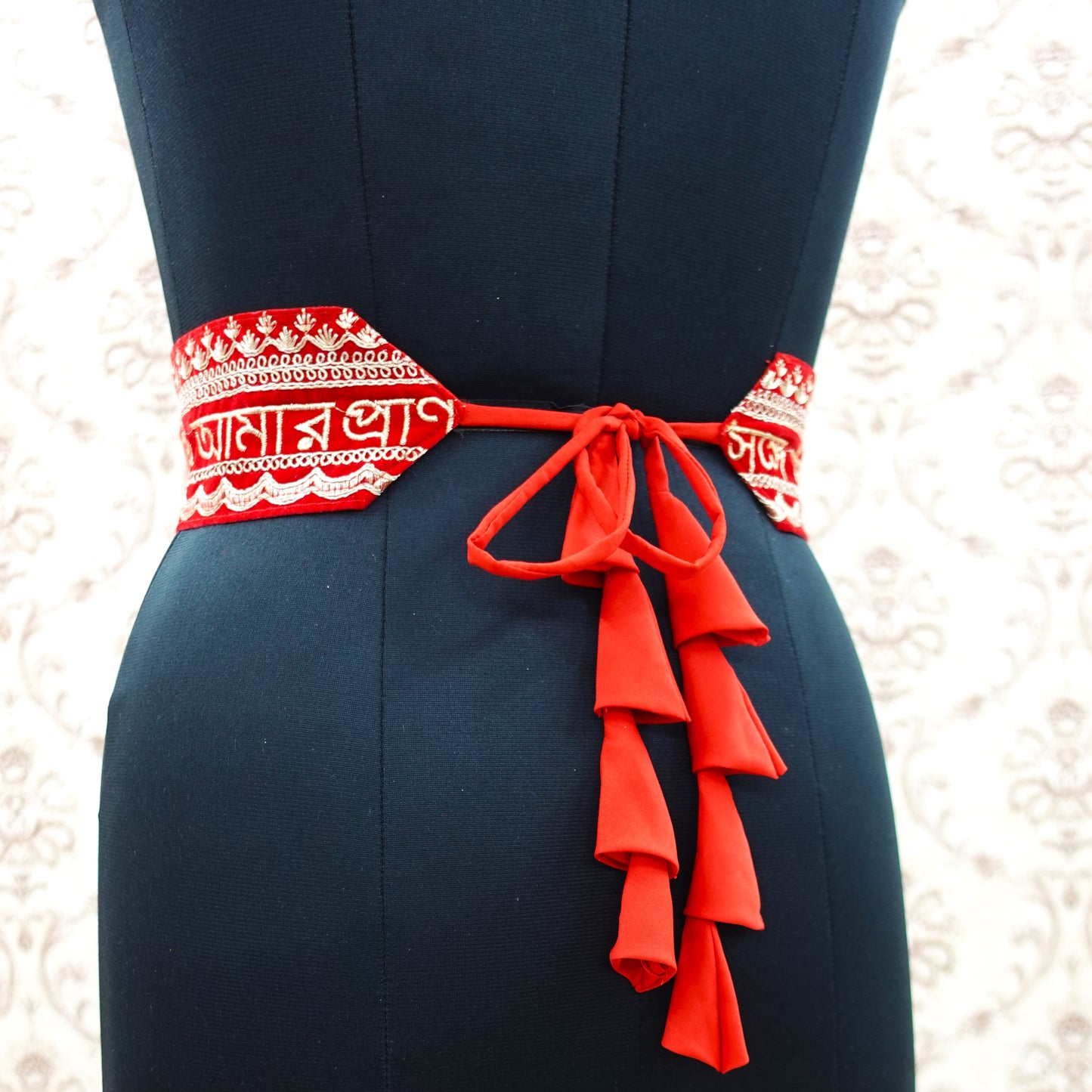 Bengali Scripted Traditional Golden Embroidered Waist Hip Belt Kamarba