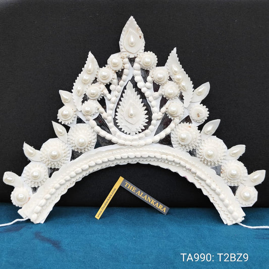 Women's Bengali Wedding Shola Bridal Crown/ Tahia Mukut/ Sheethi Mukut - Trinetra