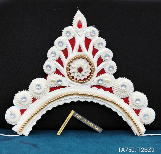 Women's Bengali Wedding Shola Bridal Crown/ Tahia Mukut/ Sheethi Mukut - Sarvavidya
