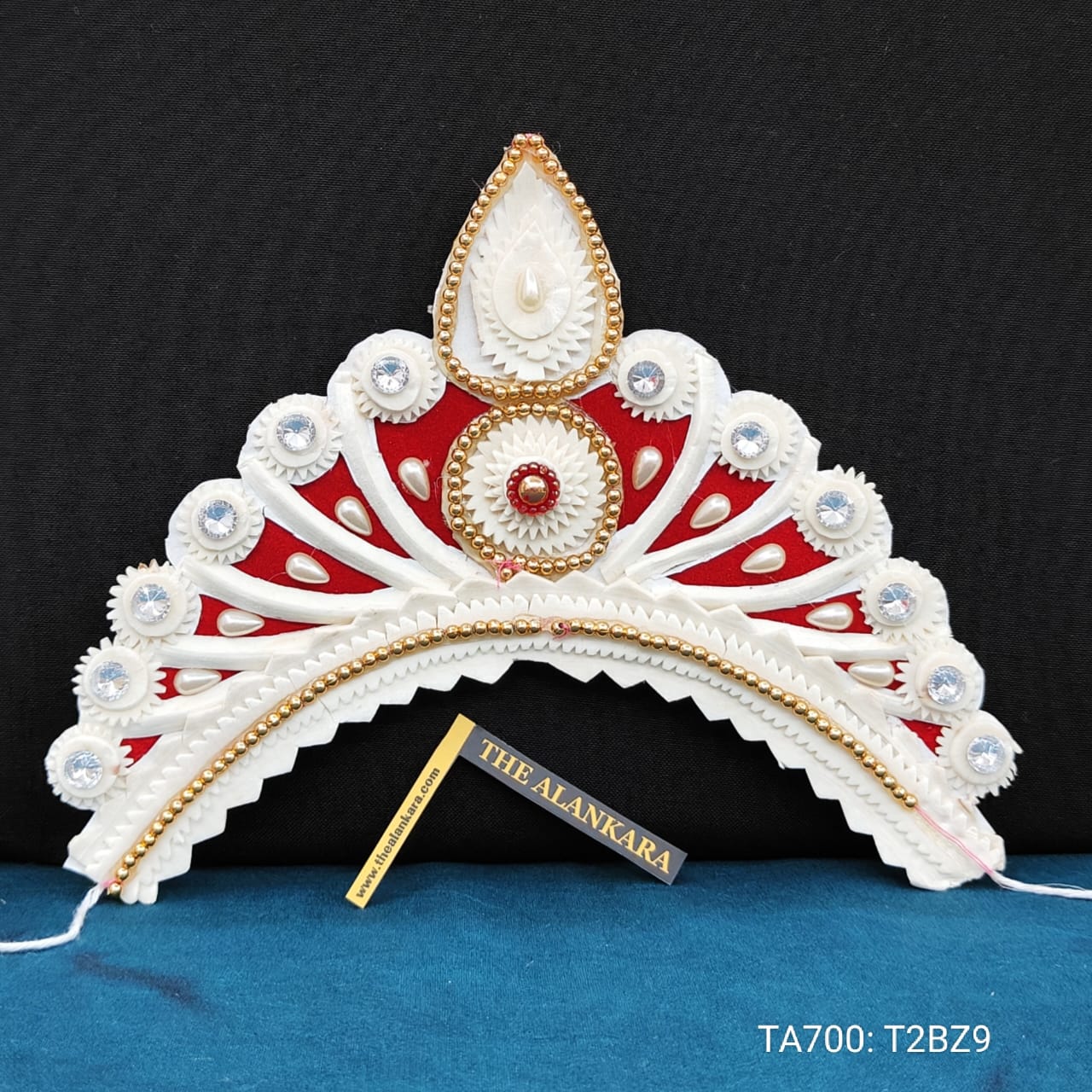 Women's Bengali Wedding Shola Bridal Crown/ Tahia Mukut/ Sheethi Mukut - Satya