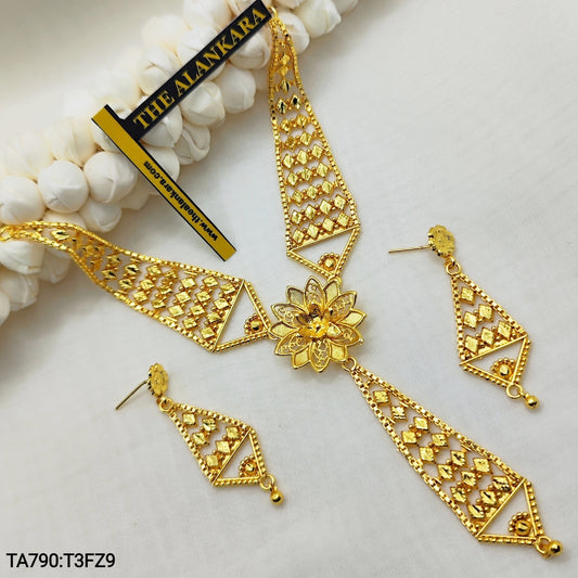 Designer Sneak Gold Plated Necklace with Earrings Jewellery Set