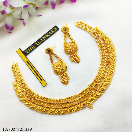 Gold Design Traditional Gold Plated Necklace With Earrings